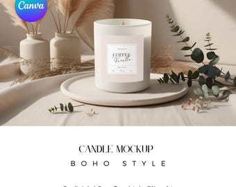 Ästhetisches Kerzen-Mockup, Canva Duftkerzen-Mockup, Canva Kerzenglas-Mockup, Glaskerzen-Mockup