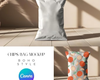 Maqueta de bolsa de papas fritas de Canva, obsequio de fiesta de papas fritas de Canva, bolsa de papas fritas personalizable, maqueta de obsequio de fiesta, maqueta de cumpleaños