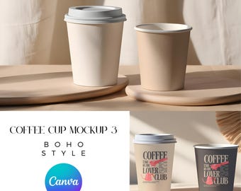 Kaffeetassen-Papier-Mockup, Einwegtassen-Mockup, Einweg-Kaffeetassen-Mockup Canva, Kaffee-Mockup
