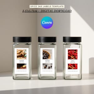 Customizable Spice Jar Labels Template, Canva Editable Kitchen Organization Labels, Modern Pantry Label Design, Printable and Editable