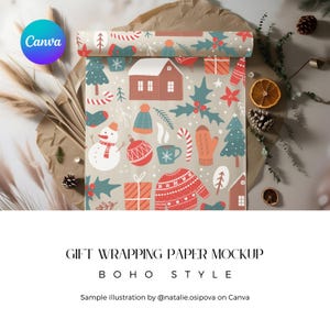 Gift Wrapping Paper Mockup, Digital Paper Pattern Mockup, Gift Wrapping Paper Roll Mockup, Canva Wrapping Paper Mockup