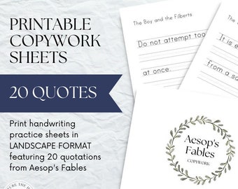 Aesopus' fabels kopiëren: handschriftoefeningen afdrukken (pdf)