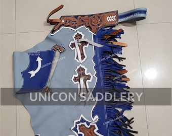 Handmade Leather Rodeo Chinks: Western Bull Riding Gear