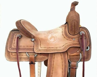 Ensemble selle Western Ranch Roper en cuir premium avec collage