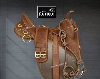 Selle Australienne En Cuir Chirurgical – Marron Foncé, Taille 68, Neuve (léger Défaut)
