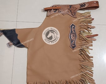 Custom Western Leather Fringe Chinks - Horse Riding Chaps