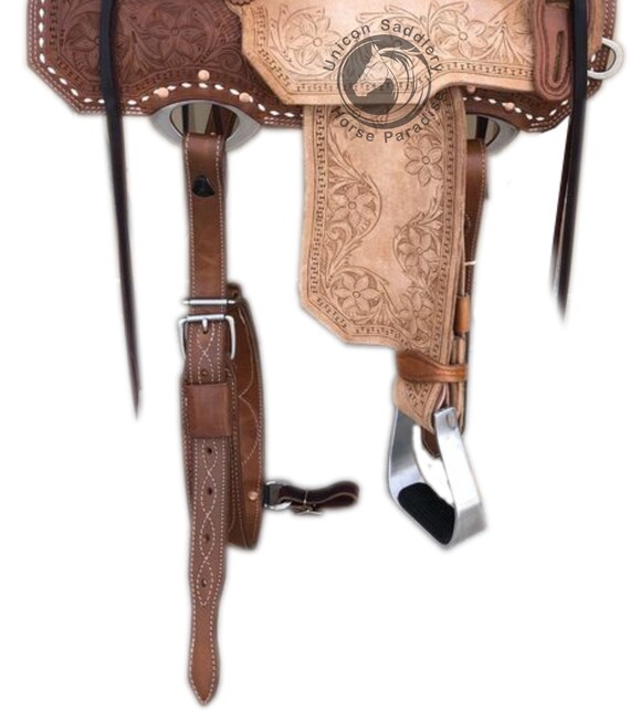 Selle Western Barrel D&L SADDLERY - Cuir Sculpté Main - Taille 12-18 Pouces - MOD04