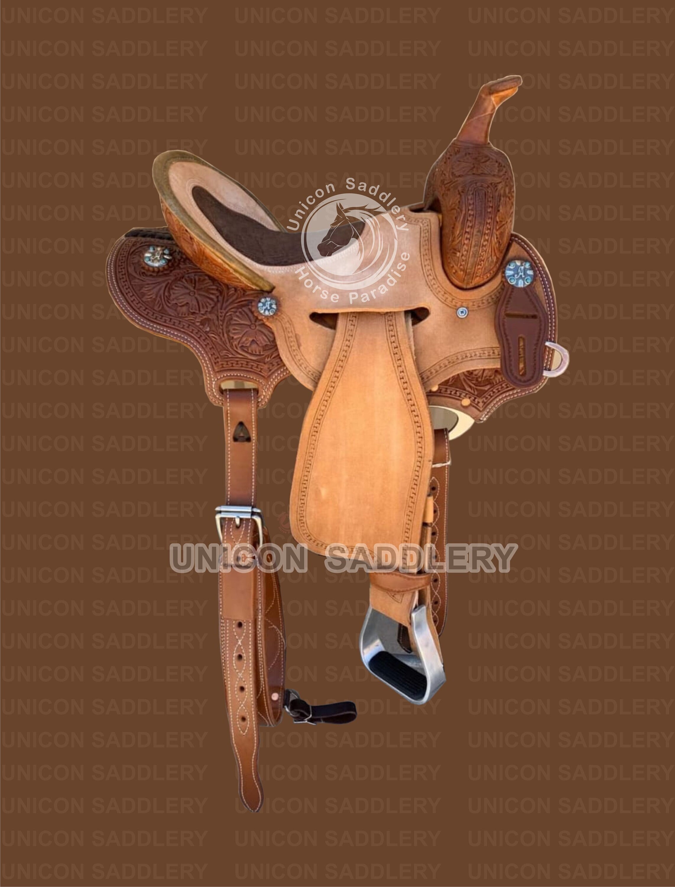 Western Leather Strip Down Barrel Horse Racing Saddle With Matching