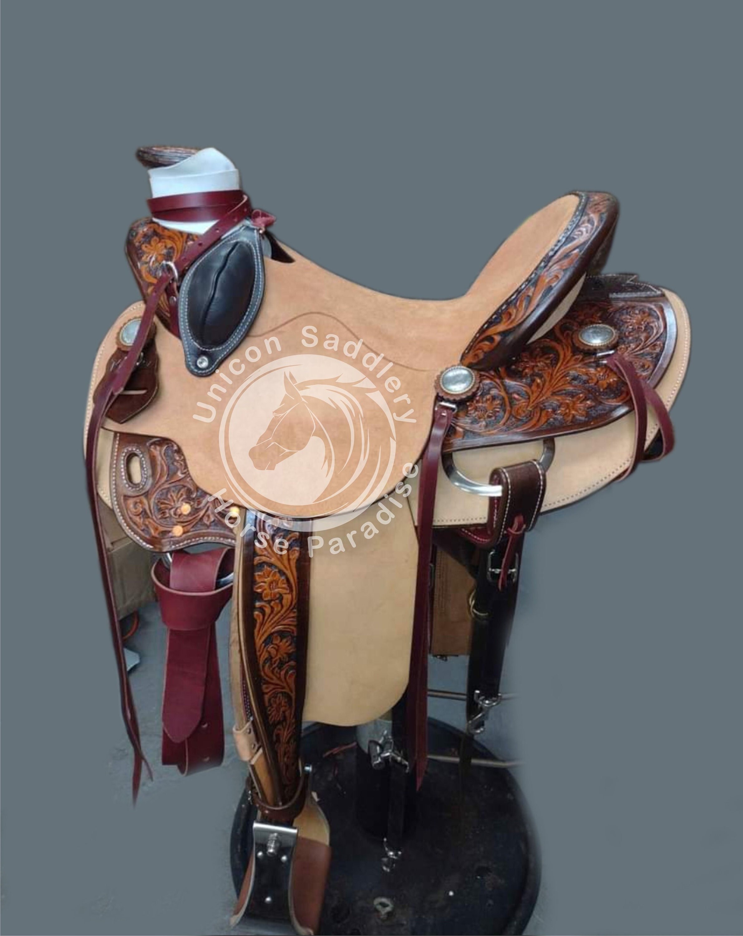 Selle Western Wade Ridex 15 Pouces Cuir - Set Complet Avec Tack - Fabriqué Inde