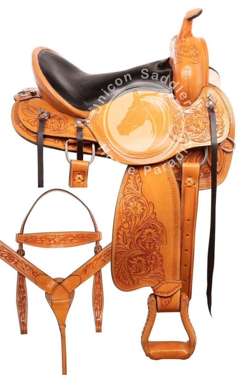 Trail Endurance Horse Saddle, Western Horse Premium Leather Pleasure