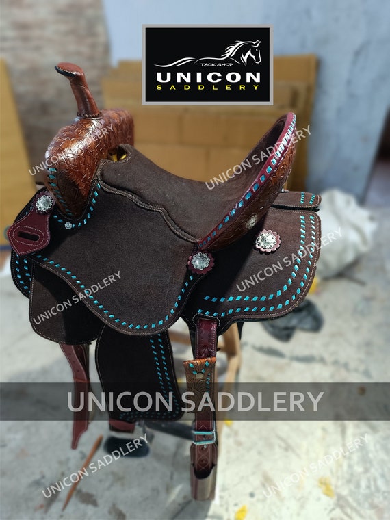 Mors De Bride Western D Torsadé – Sur Mesure – Incrustation Turquoise – Neuf Sans étiquette
