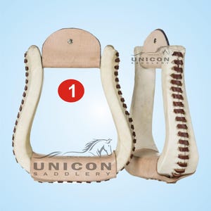 Western Leather Rawhide covered Stirrups for Horse Saddle, Roper Stirrups for Saddle with Pony Cob Full Size Stirrups with Free Shipping.