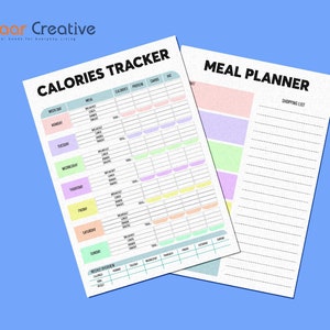 Printable Calorie Tracker &amp; Meal Planner | Calorie Tracker | Monthly ...
