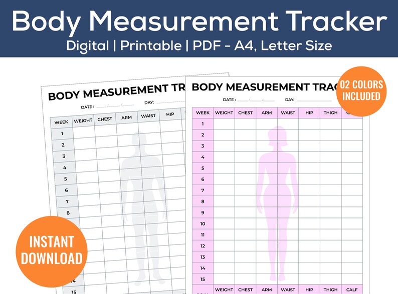 Body Measurement Tracker Printable Editable Body Measurement - Etsy