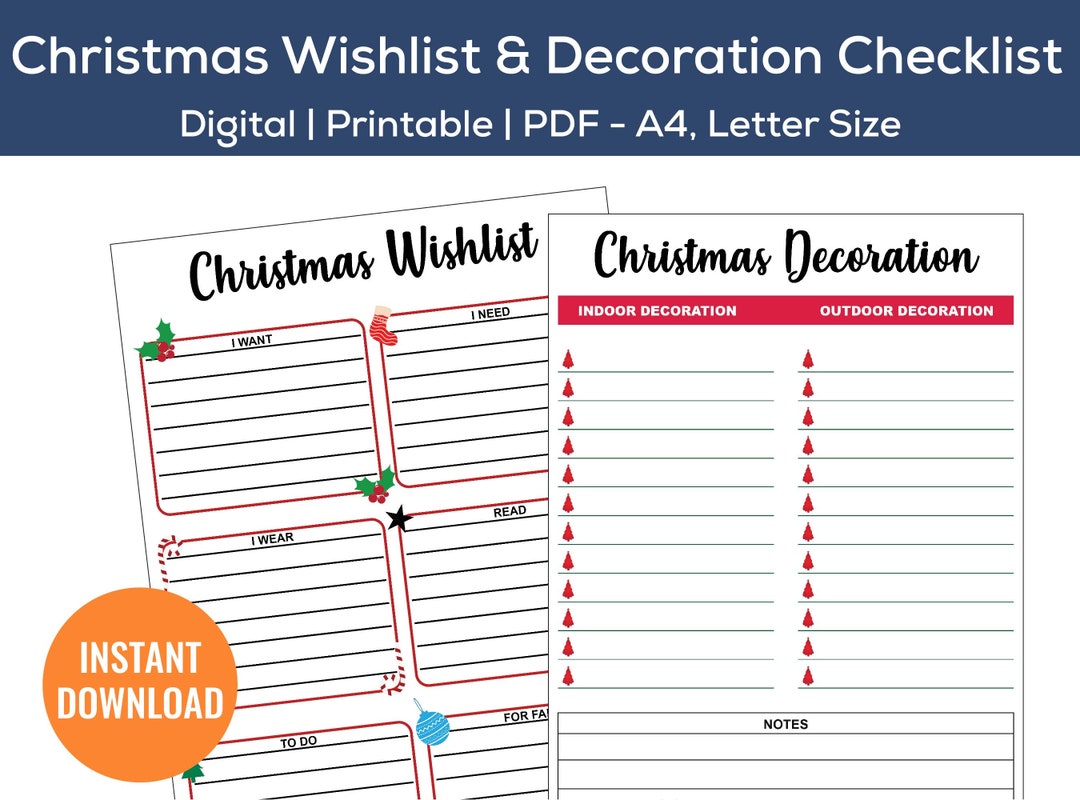 Printable Christmas Gift Wish List Template My Wish List Etsy