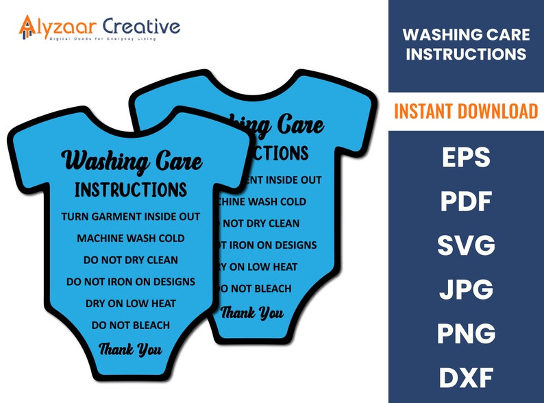 Infant Bodysuit Care Card Baby Bodysuit Wash Instructions Etsy