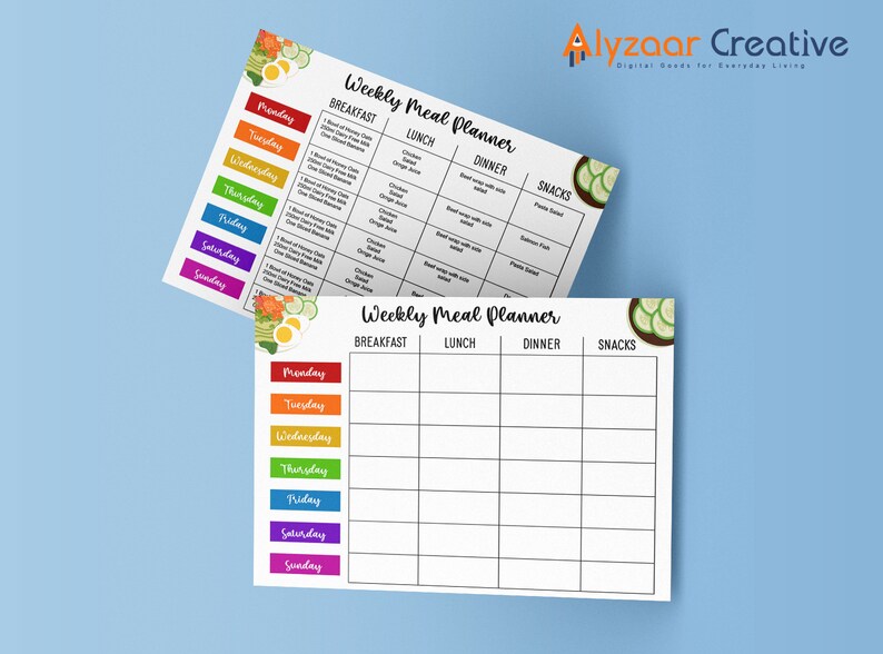 Rainbow Weekly Meal Planner Printable | Printable Weekly Meal Plan ...