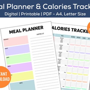 Printable Calorie Tracker &amp; Meal Planner | Calorie Tracker | Monthly ...