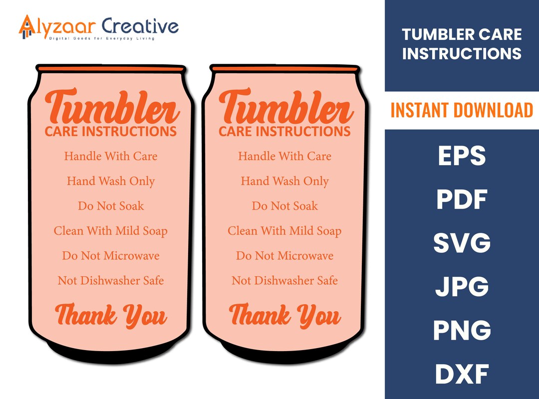 Libbey Glass Can Printable | Cup Care Card Instruction Png | Tumbler Cupcare Instructions Card ...