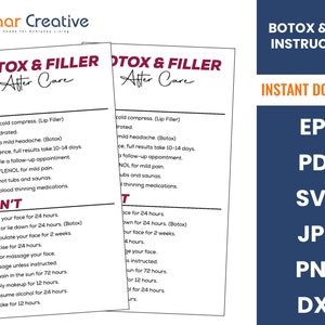 Afdrukbare Botox Filler Aftercare Card Design | Esthetische Schoonheid Post Care | Injectables | | Lipinjecties Post Care Guide