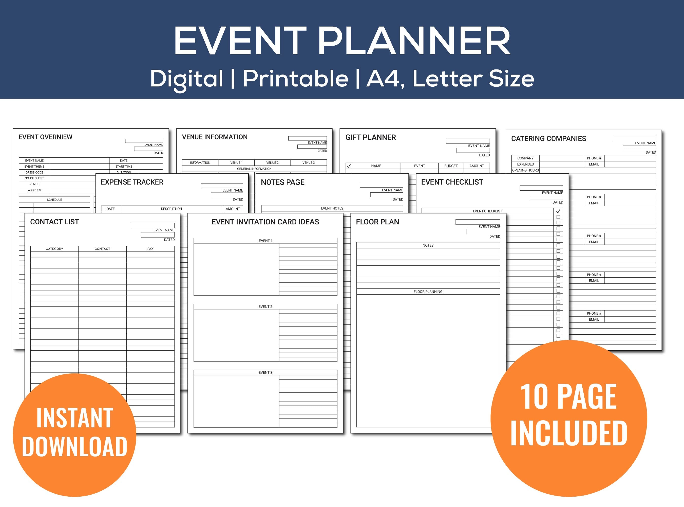Printable Event Planner Event Planning Workbook Printable Planner Event