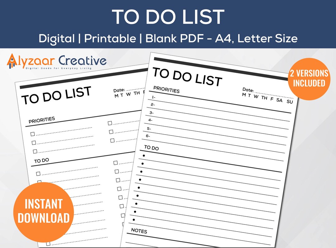 Blank to Do List Printable Blank to Do List Printable Minimal to Do ...