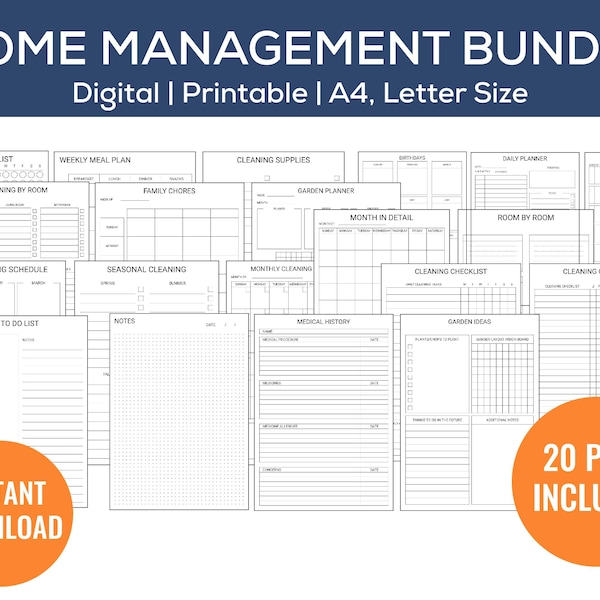 Household Planner Bundle 2023 | Home Management Binder | Household Binder PDF | Home Binder | Printable Planner Inserts | Life Organize