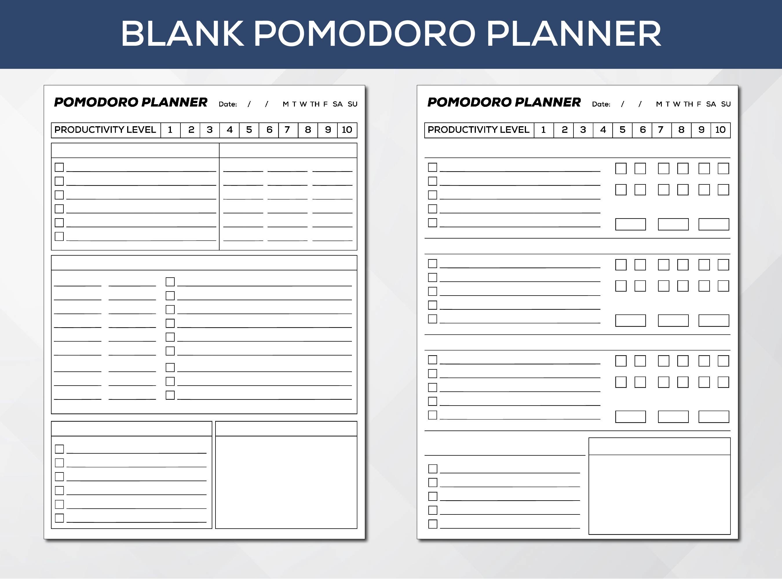 Pomodoro Printable Planner Simple Pomodoro Planner Printable Study ...