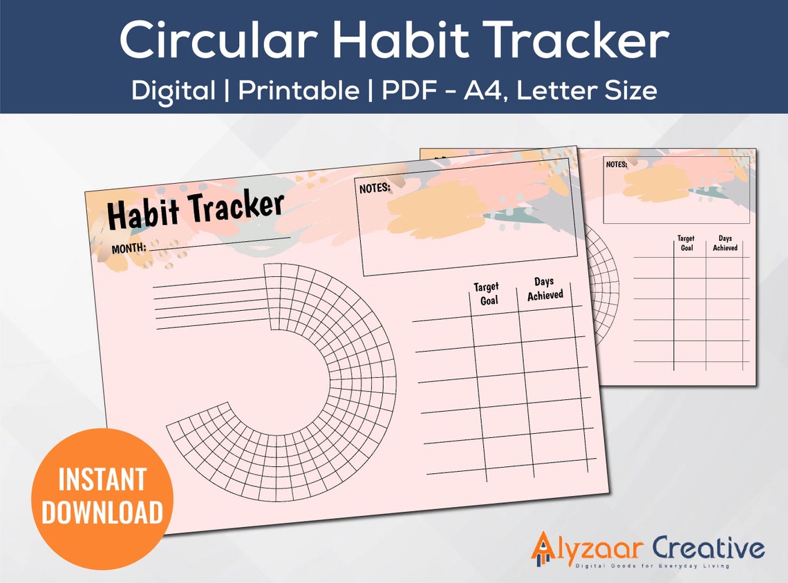Circle Daily Habit Tracker PDF in Sizes A4, Letter Printable Circle ...