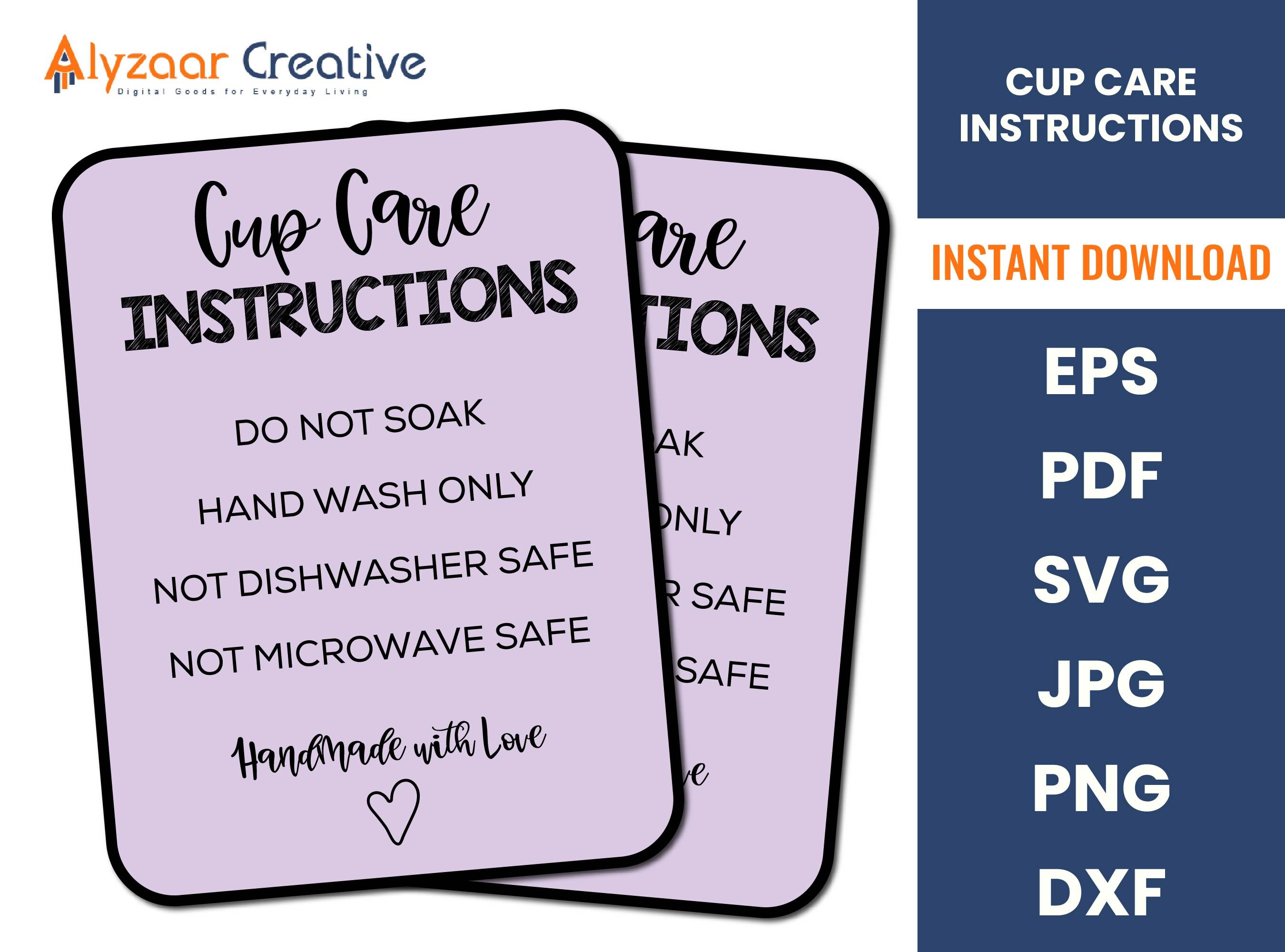送料無料 通販 ファッション READY TO PRINT Tumbler Cup Care Instructions Card Printable ワンピース