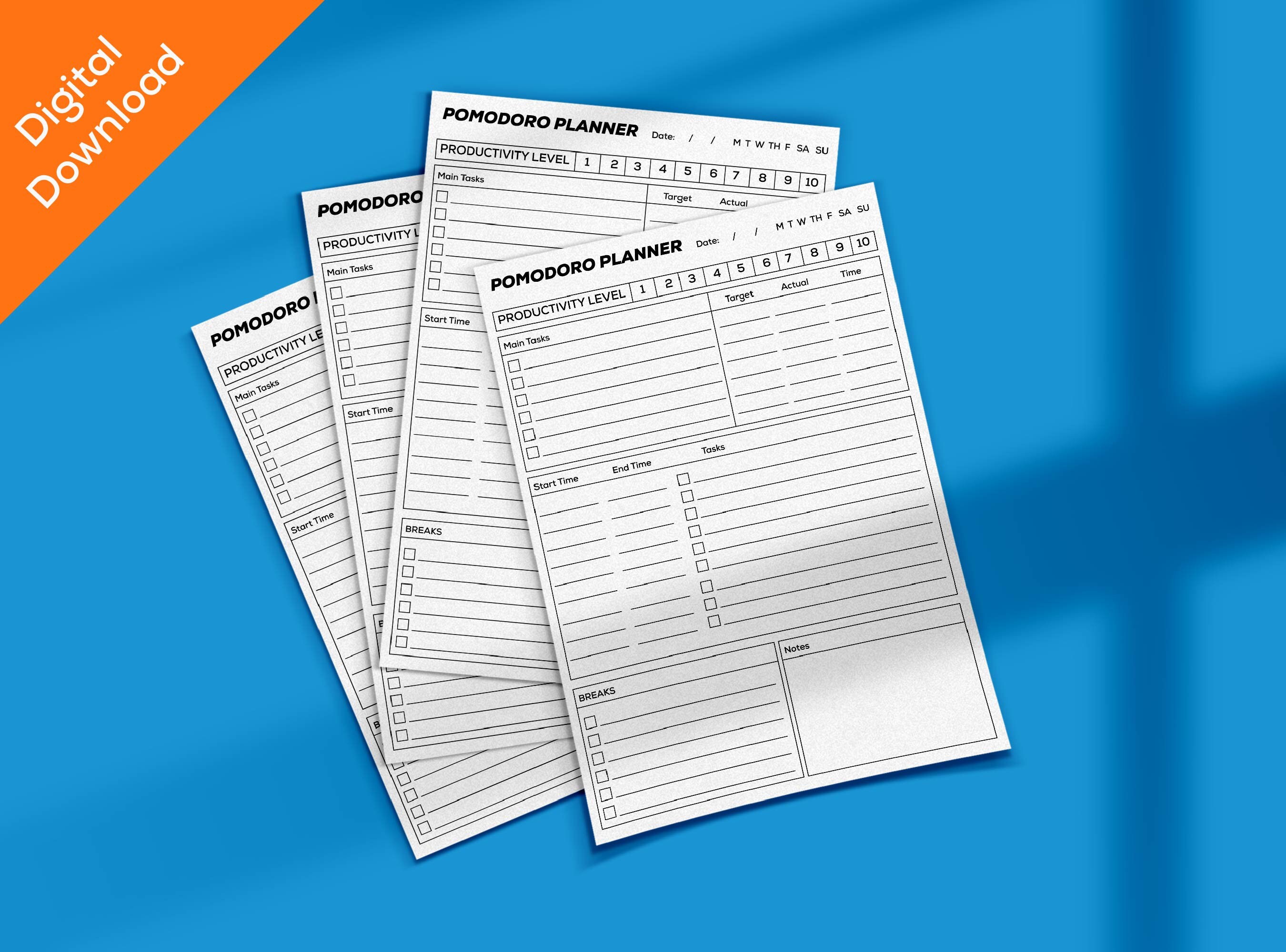 Pomodoro Printable Planner Simple Pomodoro Planner Printable Study ...