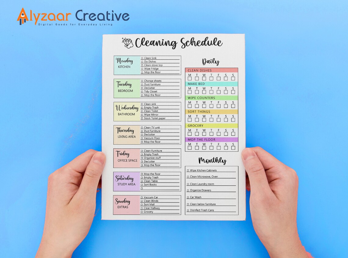 Editable Cleaning Schedule Printable Weekly Cleaning Schedule Printable ...