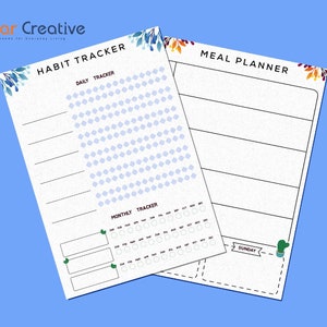 Printable Habit Tracker Printable Meal Planner Floral Meal Planner ...