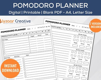 Pomodoro Planner Printable Pomodoro Technique Planner - Etsy