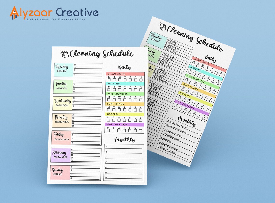 Editable Cleaning Schedule Printable Weekly Cleaning Schedule Printable ...