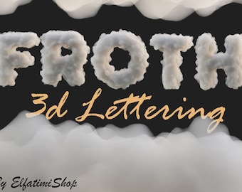 Froth 3D Lettering PNG, smoke or clouds style 3D image letters