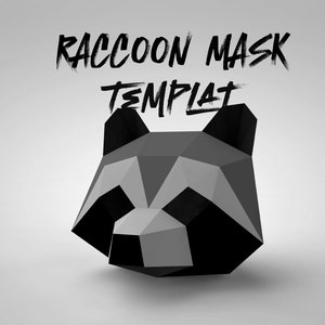 Raccoon mask template - paper mask, papercraft mask, masks, 3d mask, low poly mask, 3d paper mask, paper mask template, animal mask
