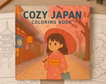 Kawaii Japan Coloring Book Cozy Scenes, Cherry Blossoms & More