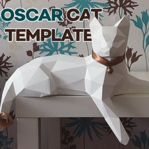 Gatto di carta, carta 3d, scultura di carta, gatto di carta, low poly, carta low poly, gatto low poly, gatto Oscar, lowpoly