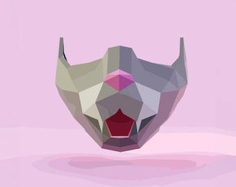 3D Papercraft Cat Mask Template (PDF & PDO)