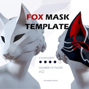 modello maschera volpe - maschera di carta, maschera papercraft, maschere, maschera 3d, maschera low poly, maschera di carta 3d, modello maschera di carta, maschera animale