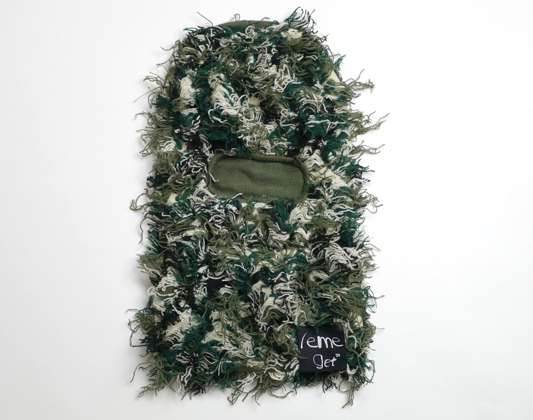 Distressed Balaclava / Ski Mask GREEN CAMO yeat Inspired Etsy
