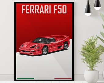 フェラーリ F50 ポスター レッド 1990年代 クラシック スーパーカー