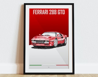 Ferrari 288 GTO Poster Red 1980s Classic Supercars Wall Art - Etsy