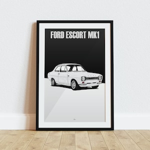 Ford Escort Mk1 Poster White 1960s Classics Wall Art