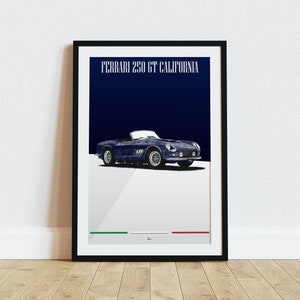 Ferrari 250 GT California Poster Blue 1950s Classics Wall Art