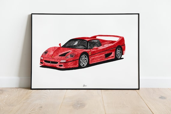 Ferrari F50 Print 1990s Classic Supercars Wall Art - Etsy