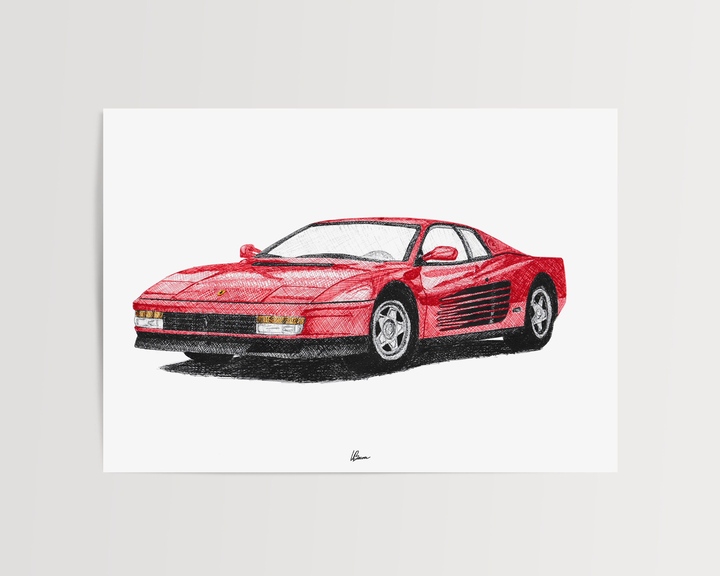 フェラーリ・テスタロッサ プリント 1980年代 クラシックスーパーカー