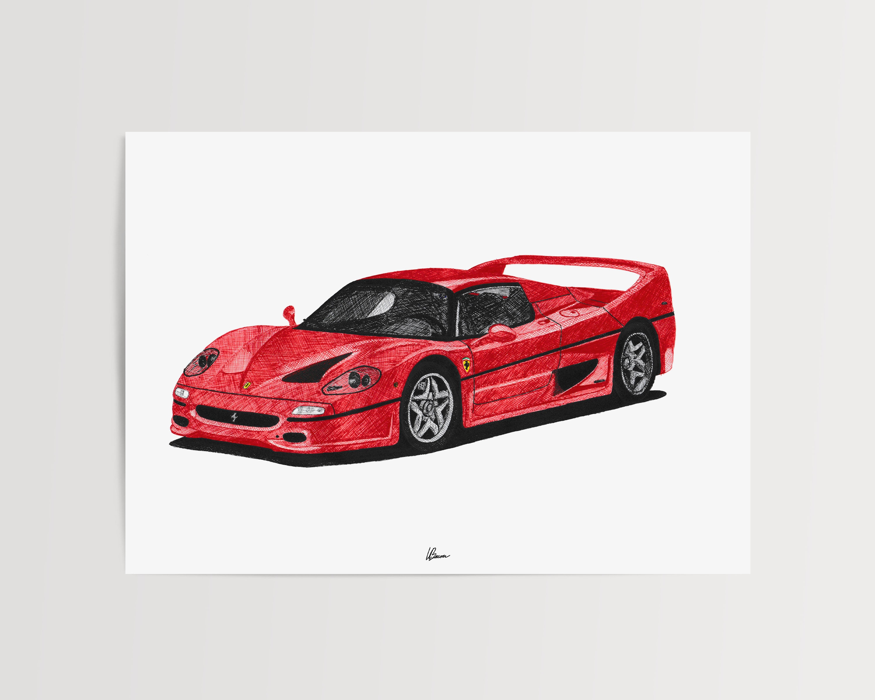 Ferrari F50 Print 1990s Classic Supercars Wall Art - Etsy