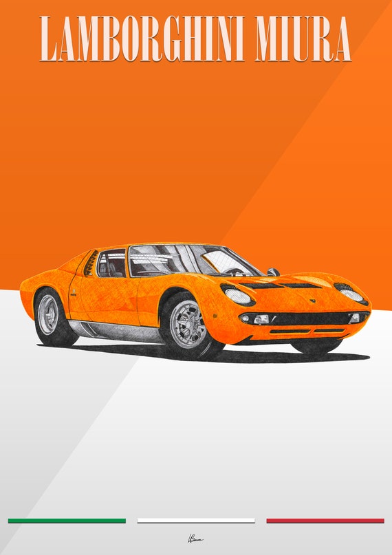 Lamborghini Miura Poster Orange 1960s Classics Wall Art - Etsy